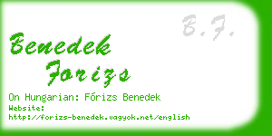 benedek forizs business card