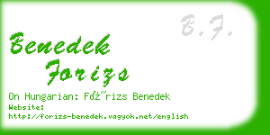 benedek forizs business card